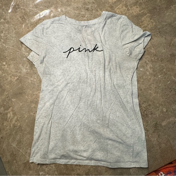 PINK Victoria's Secret Tops - PINK Victoria’s Secret gray short sleeve top
Size Large 
In great condition